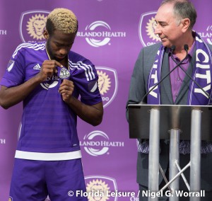 Orlando City Soccer 2015 Major League Soccer (MLS) home jersey,  Orlando, Florida - 5th November 2014 (Photographer: Nigel G. Worrall)