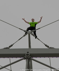 Nik Wallenda walks The Orlando Eye, I-Drive 360, International Drive, Orlando,  Florida - 29th April 2015 (Photographer: Nigel G Worrall)